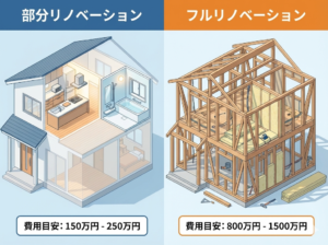 中古住宅のリノベーション費用相場|水回り4点交換とフルリノベの違い